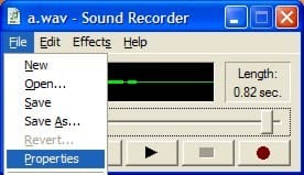 Sound Recorder — File Properties